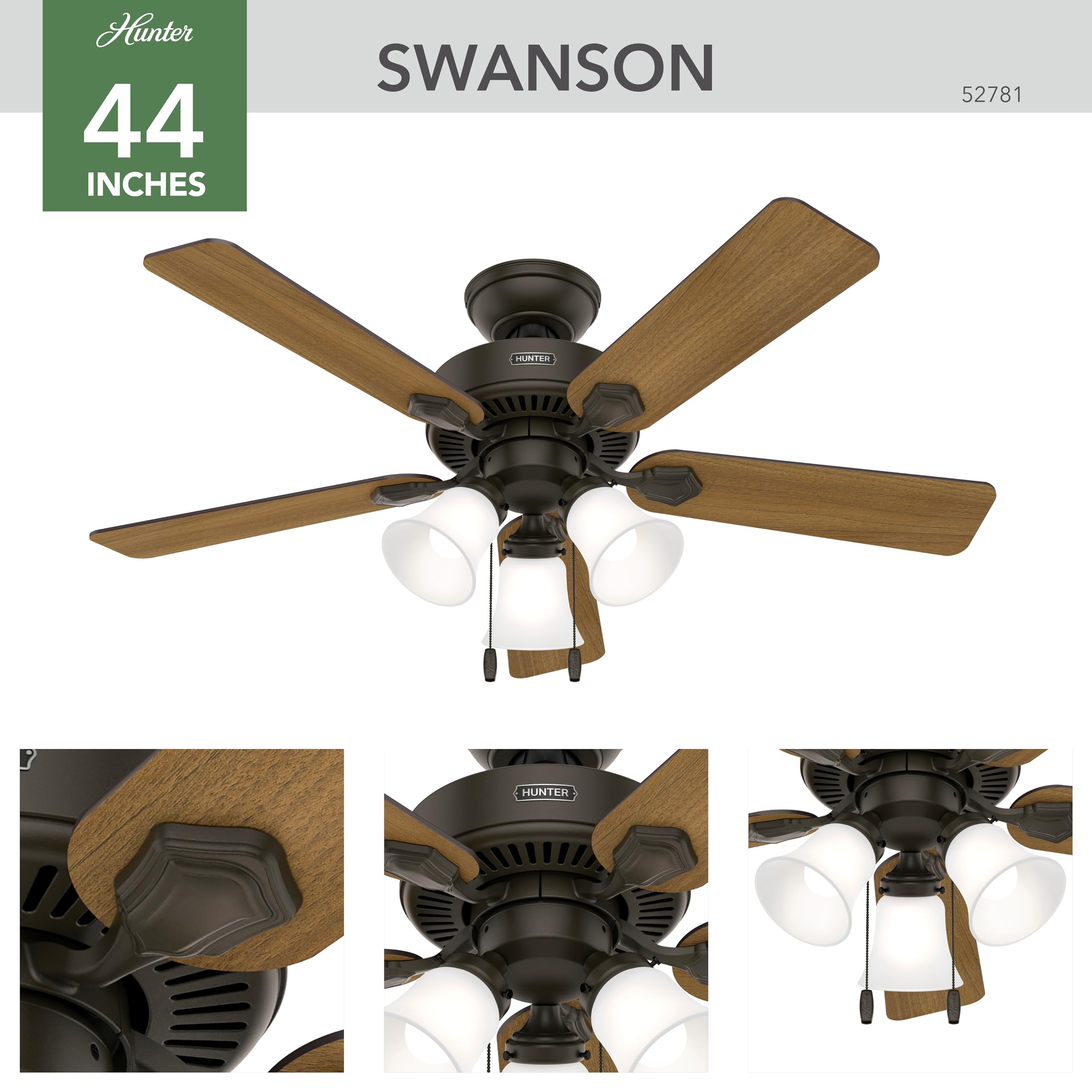 Amazon.com: Hunter Swanson ENERGY STAR with LED Light 44 inch New